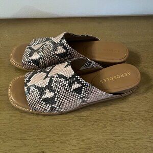 Aerosole Snakeskin Print Slip-on Sandals